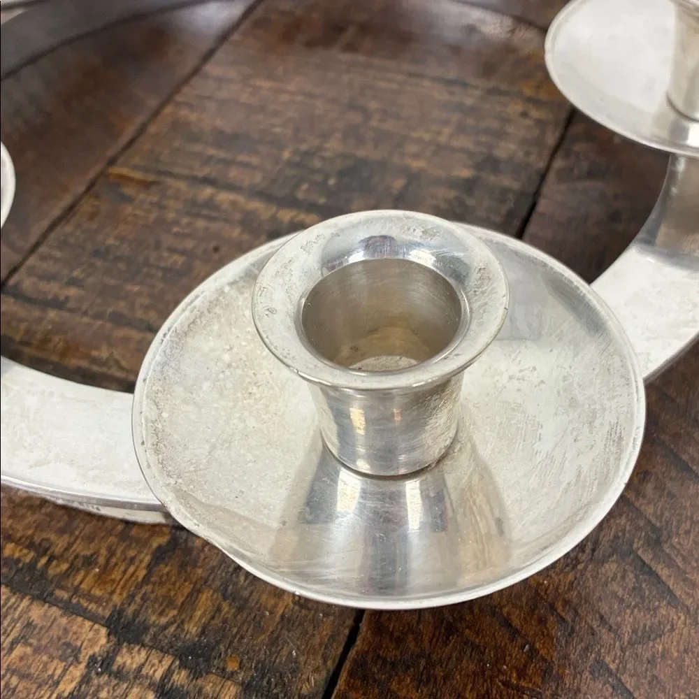 Restoration Hardware Silver-Plated Candle Holder Round Circle Centerpiece Wreath